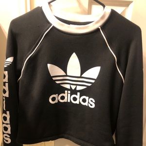 B&W Adidas cropped crew neck